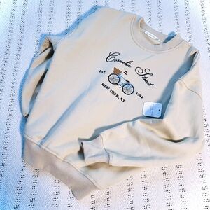 Altar’d State Tan embroidered sweatshirt size XXS